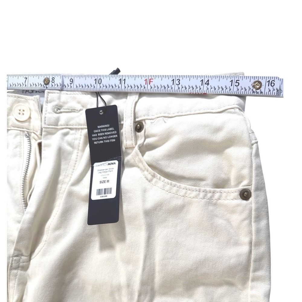 NWT Woven Oversized Winter‎ Ivory Weekender Cargo Pant Cotton Women's M 28-30 - Picture 7 of 10